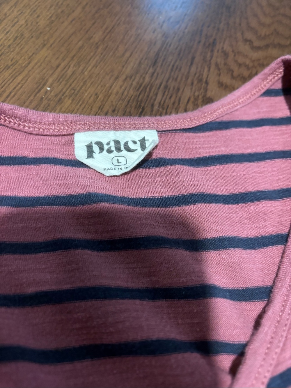 Pact Maxi Dress Mauve/Navy Stripes 100% Organic Cotton L - Picture 4 of 10